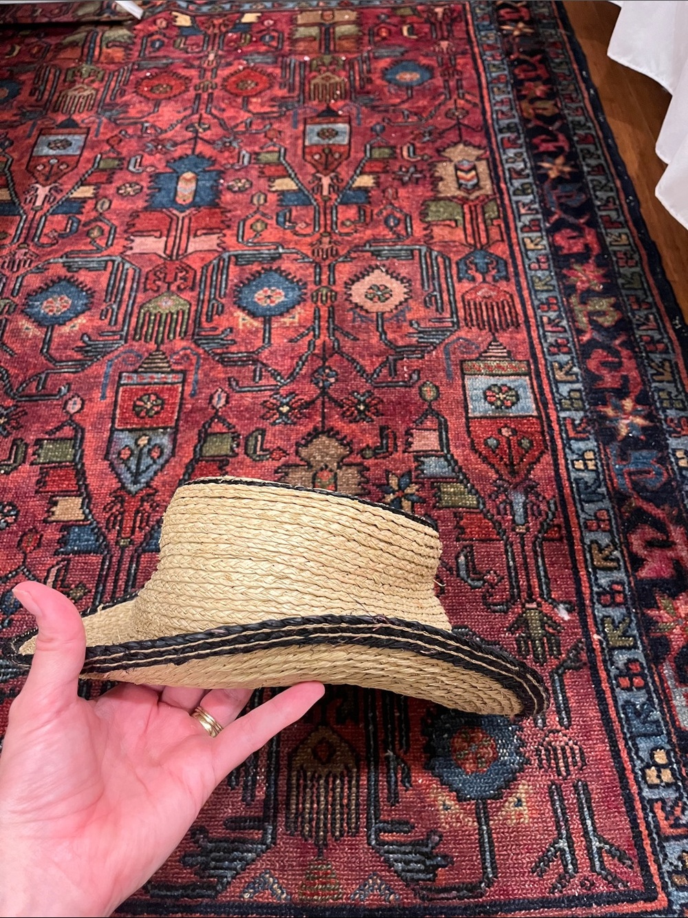 Zara Natural Straw Hat with Black Trim